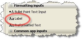 PCF widget toolbox with Label highlighted.