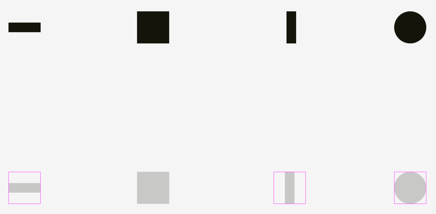 Non-square icons appearing smaller than a similarly size square icon.