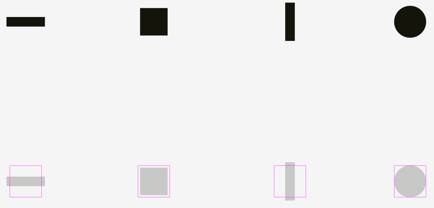 Non-square icons made larger to appear as a similar size to square icons.