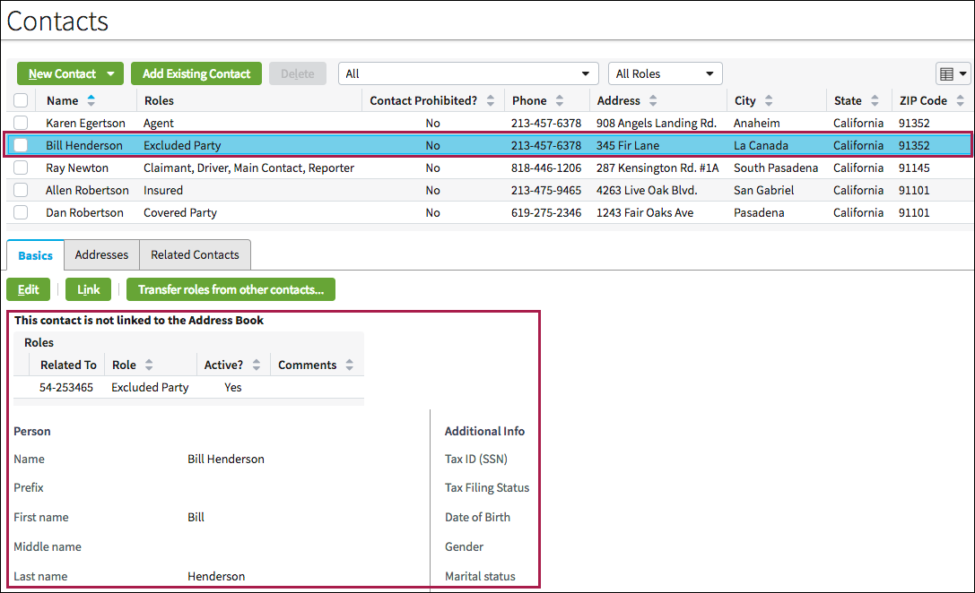 List detail panel with item selected in list and details in panel below it.
