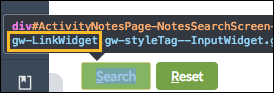 Application theme styling showing that the Search button is a link widget.