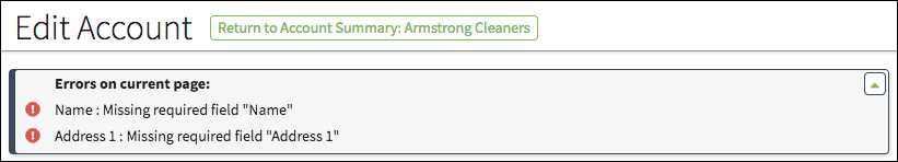 Message container with error message.
