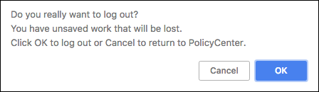 Message container asking if the user wants to log out.