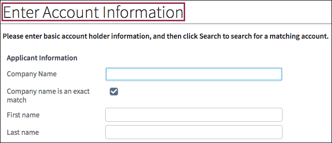 Enter Account Information screen.