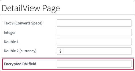 Detail view with encrypted text field.
