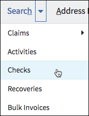 Search menu drop-down list with Checks selected.