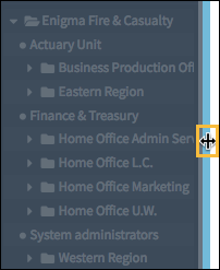 Mouse dragging the sidebar edge.