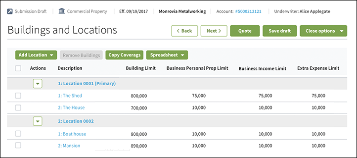 List view with static rows showing locations, with iterator rows under them showing items in each location.