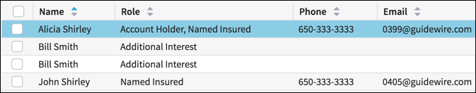 List view with check boxes in the first column and Name in the second column.