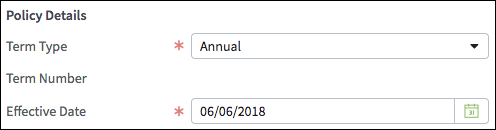 Effective Date text box with default date value.