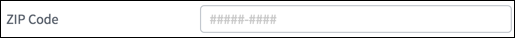 ZIP Code text box with expected pattern of entry shown using the # symbol.
