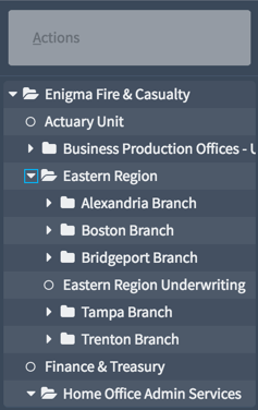 Tree menu with multiple levels.