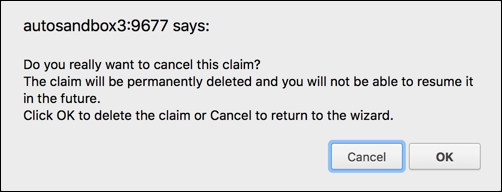 Warning message explaining that exiting will cancel the current operation.