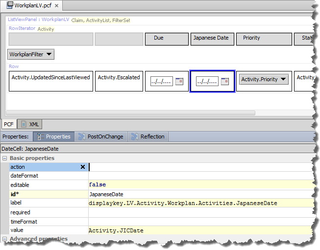 Example of field definition